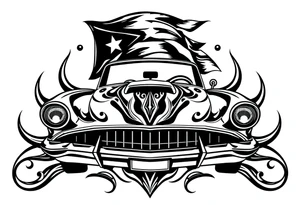 a classic car under a cuban flag tattoo idea