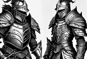 knight in heavy armor full body with dragon tattoo idea