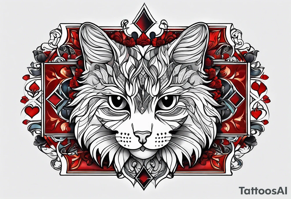 Cat made out of playing cards tattoo idea