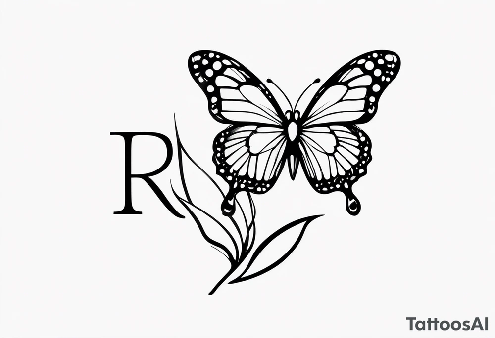 The letters RS with a small butterfly on the S tattoo idea