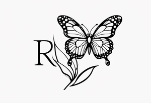 The letters RS with a small butterfly on the S tattoo idea