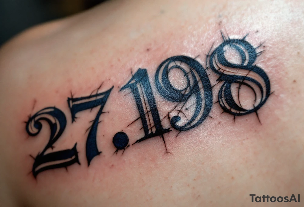 Classic 27.11.1988 carved in Roman numerals with deep navy blue shadows. tattoo idea