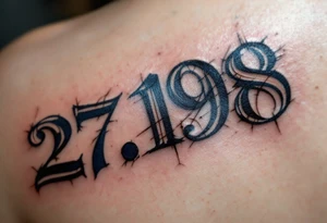 Classic 27.11.1988 carved in Roman numerals with deep navy blue shadows. tattoo idea