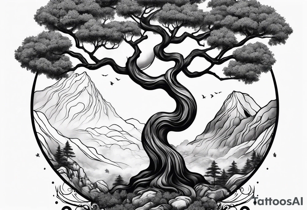 Joshua yin and yang tree tattoo idea
