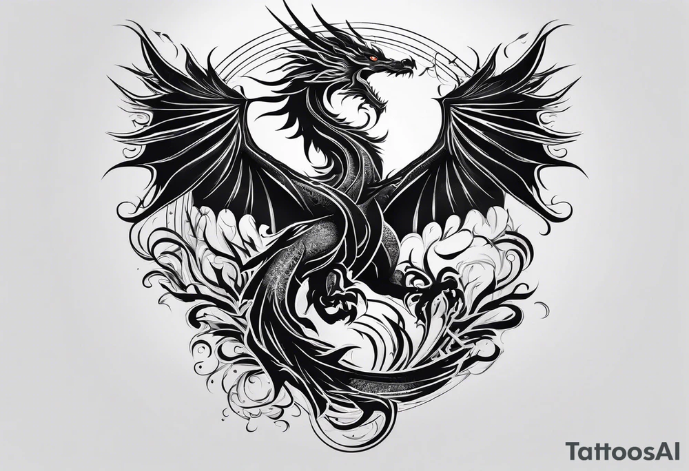 phoenix and dragon tattoo idea