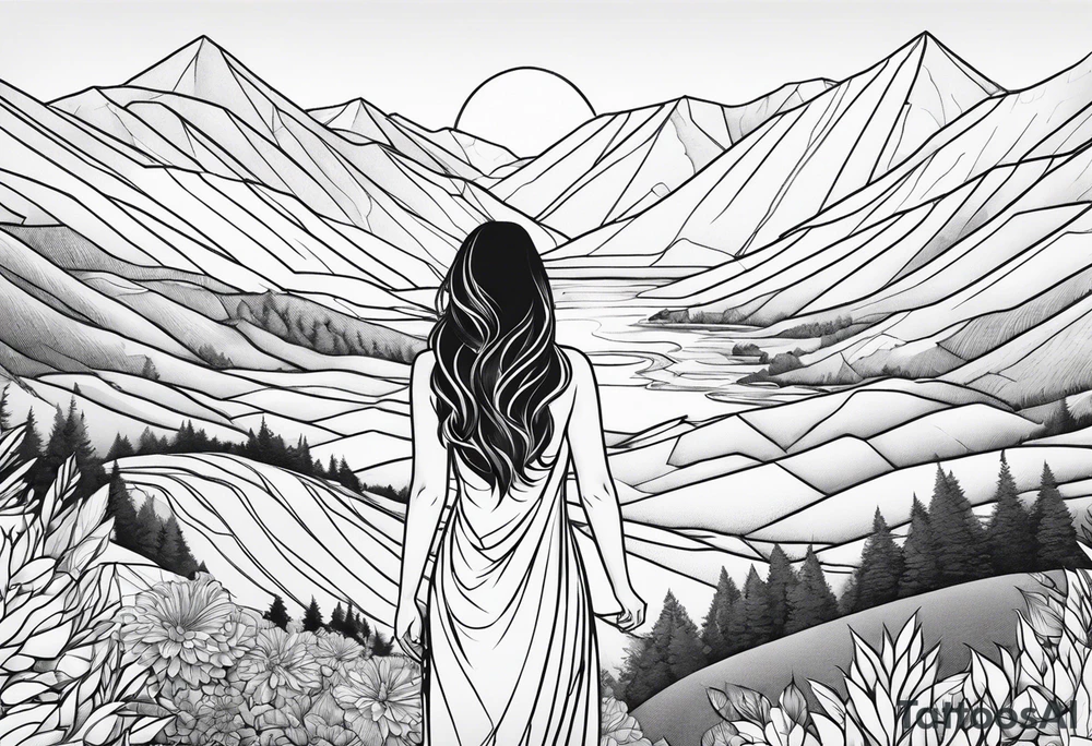 A valley with a woman tattoo idea