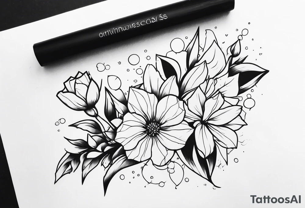 Broken glass and flowers tattoo idea