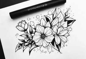 Broken glass and flowers tattoo idea