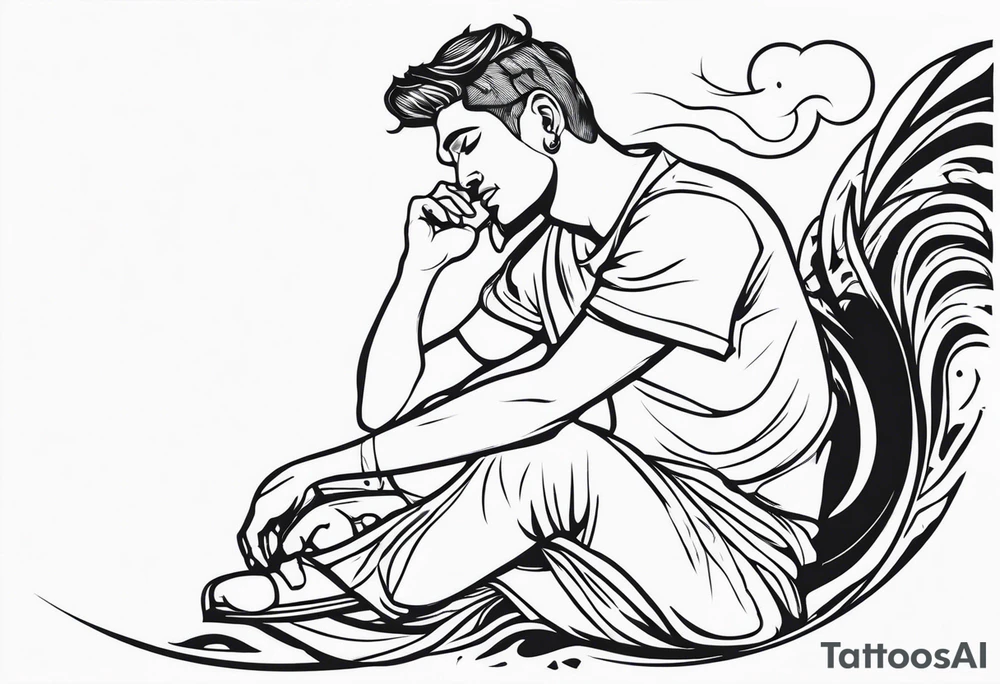 estátua homem chorando tattoo idea