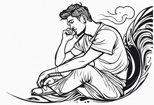 estátua homem chorando tattoo idea