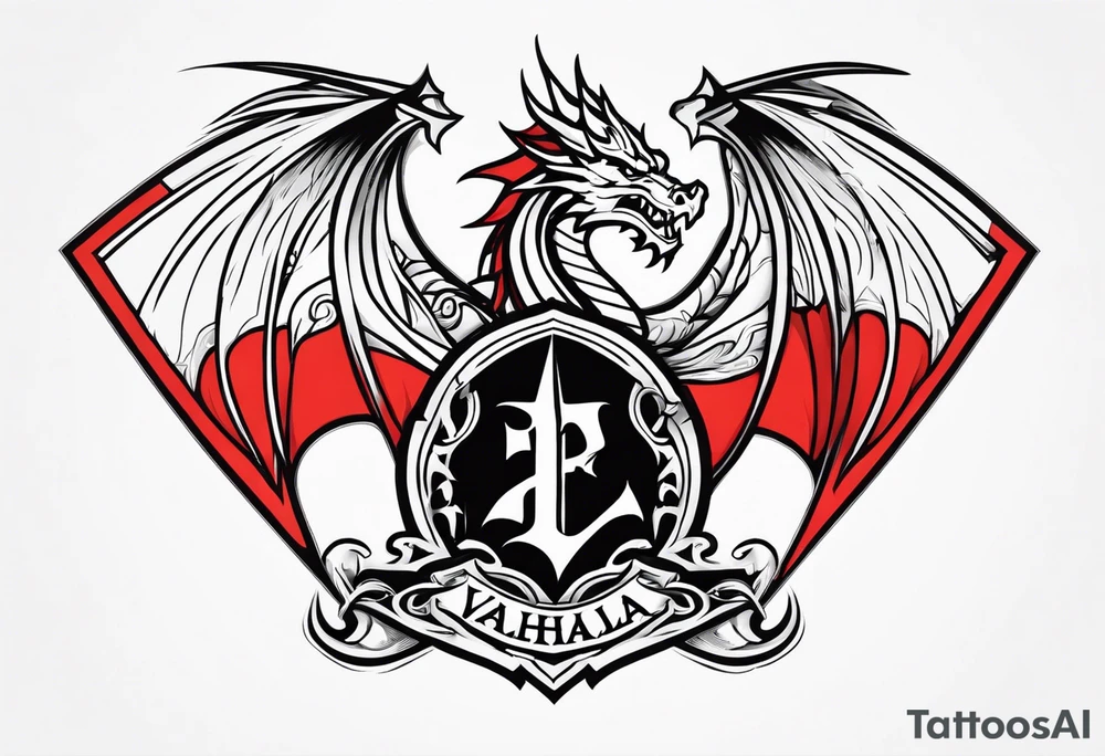Valhalla fire sword shield dragon tattoo idea