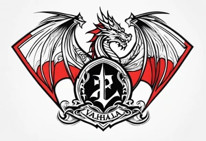 Valhalla fire sword shield dragon tattoo idea