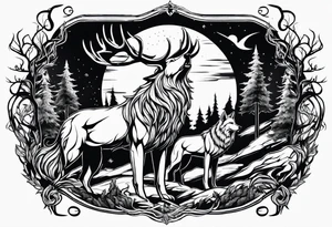 Leshy with wolves tattoo idea