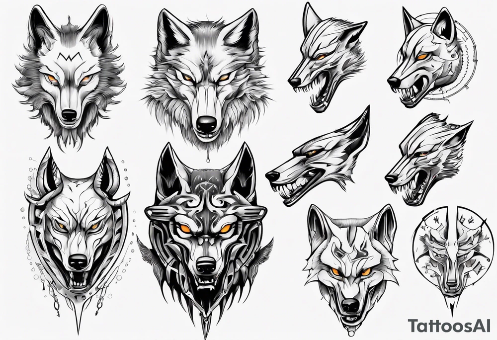wolf head tattoo idea