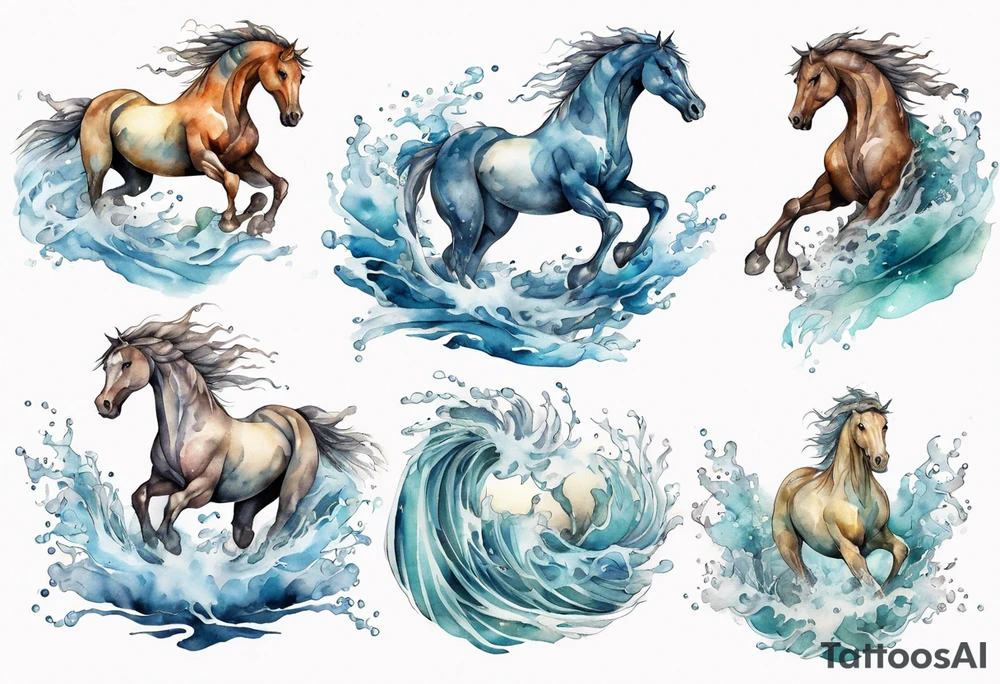 a water horse emerging from the sea tattoo idea