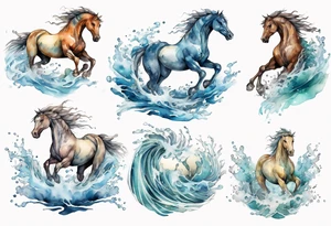 a water horse emerging from the sea tattoo idea