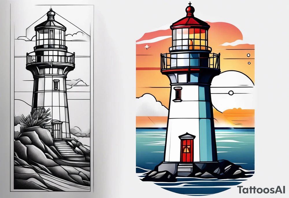 lighthouse a bit realist tattoo idea