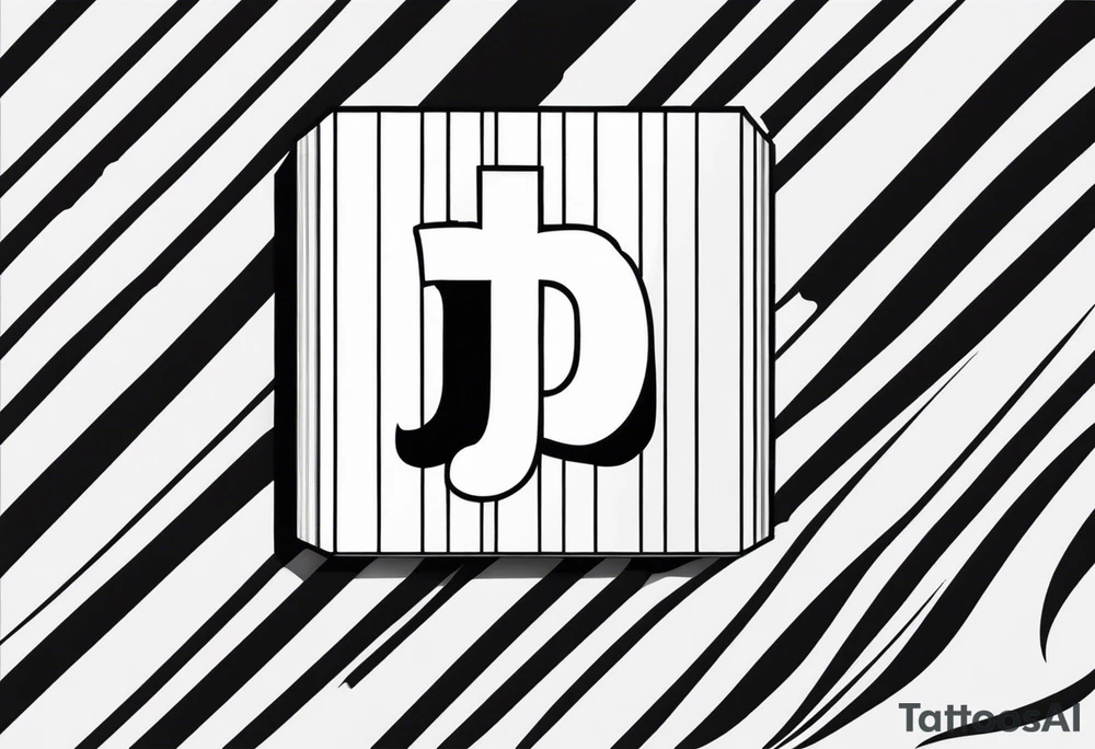 Popcorn box with vertical stripes, letter J on box tattoo idea