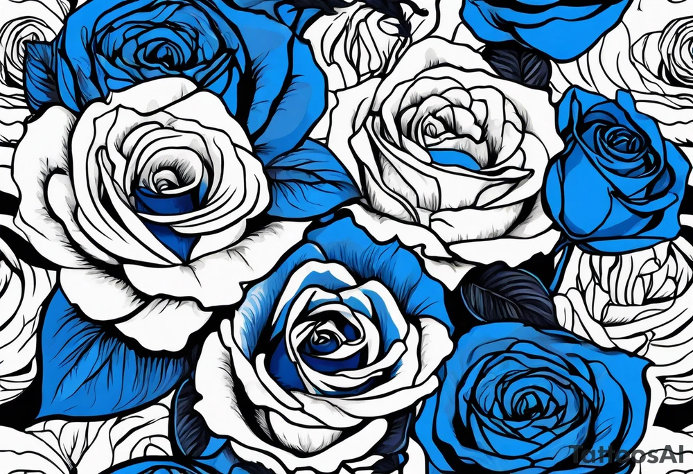 bouque of blue roses tattoo idea