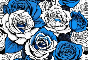 bouque of blue roses tattoo idea