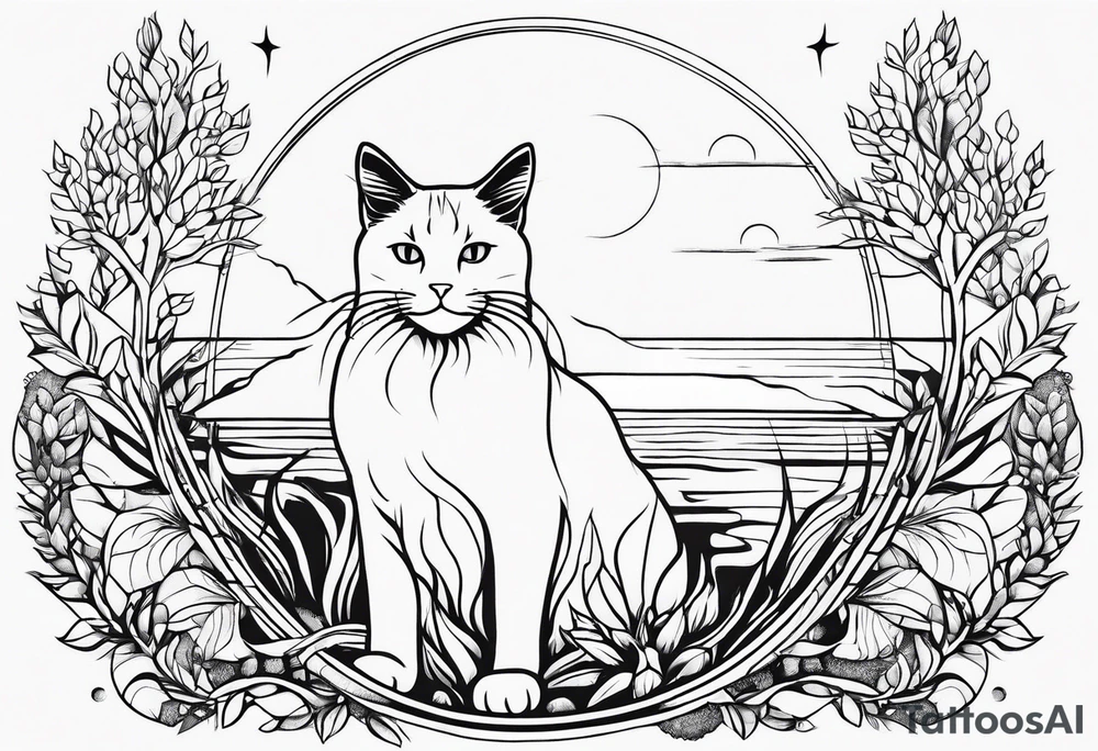 simple nature, with a cat in fire tattoo idea