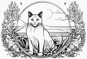 simple nature, with a cat in fire tattoo idea