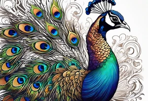 Peacock, broken feathers tattoo idea