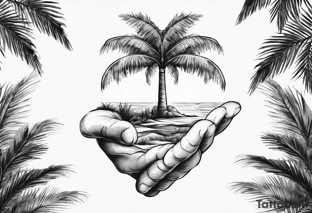 tree palm but instead of leaves there are palms (part of hand) tattoo idea