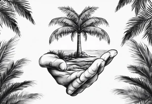 tree palm but instead of leaves there are palms (part of hand) tattoo idea