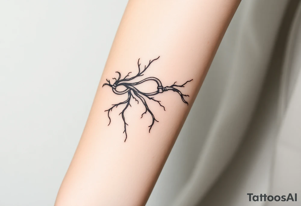 wide System of pipes that transitions and transforms at the end into thick, widespread 
veins of forearm tattoo idea