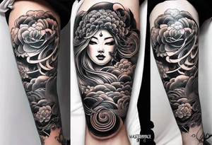 Japanese leg sleeve tattoo idea
