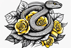 Snake with yellow rose tattoo idea