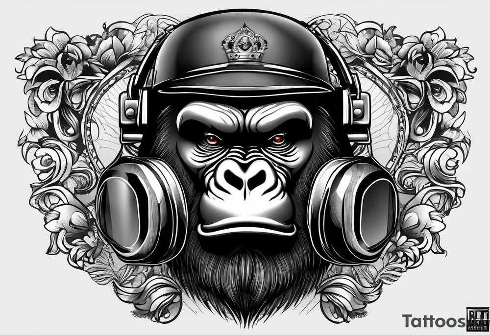 gorilla motorcycle microphone tattoo idea