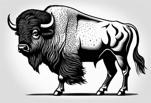 fine line bison doodle - white background, clean background, no skin tattoo idea