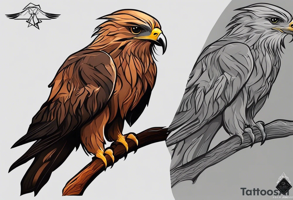 I want a tattoo for my daughter, her name is Daya which means black kite. I also love natur and I'm a climate change activist. Make the black kite soft, little more child like. For small tattoo. Lass details. Add climate element's. Colorfull and happy tattoo idea