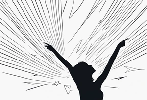 Woman on a dancefloor pointing her fingers up in the sky tattoo idea