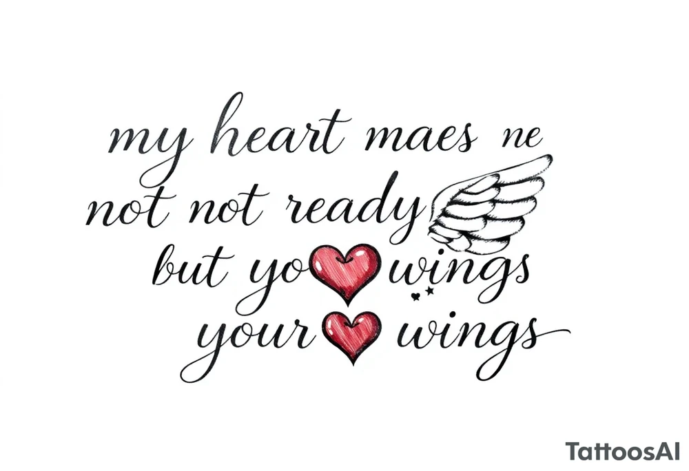 my heart was not ready but your wings were with angel wings and a heart tattoo idea