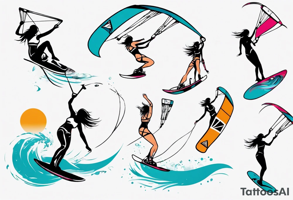 Kiteboarding girl tricks tattoo idea