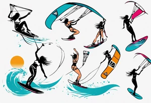 Kiteboarding girl tricks tattoo idea