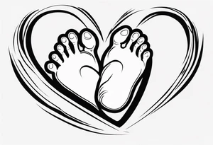 A heart with a CTG line. There are 2 small baby feet in the CTG line tattoo idea