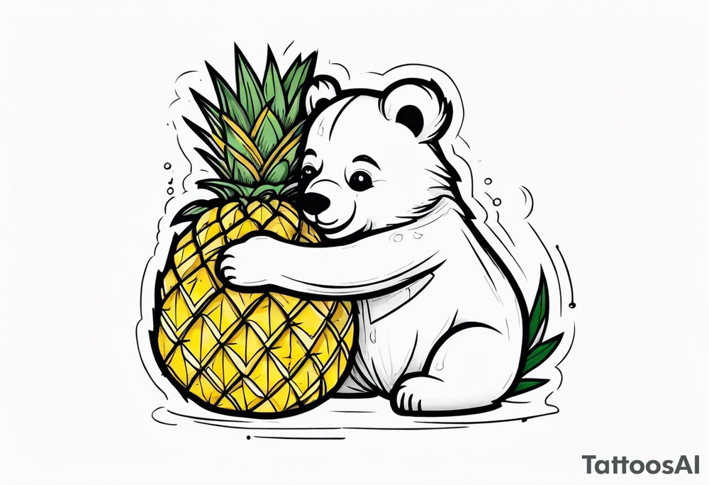 bear hugging pineapple tattoo idea