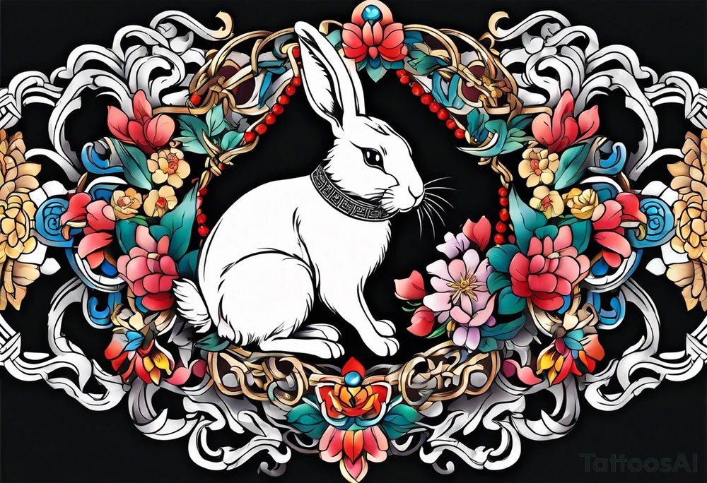 Chinese bracelet with rabbit pendent tattoo idea