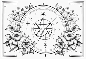 Gemini zodiac with flowers tattoo idea