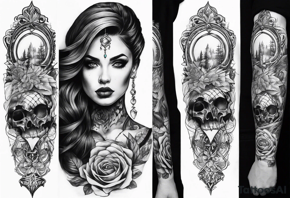 full sleeve in Gothic style tattoo idea