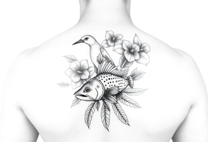 Exotic birds, Exotic flowers, Coy fish, a symbol of strength, a symbol of redemption, & with feathers tattoo idea