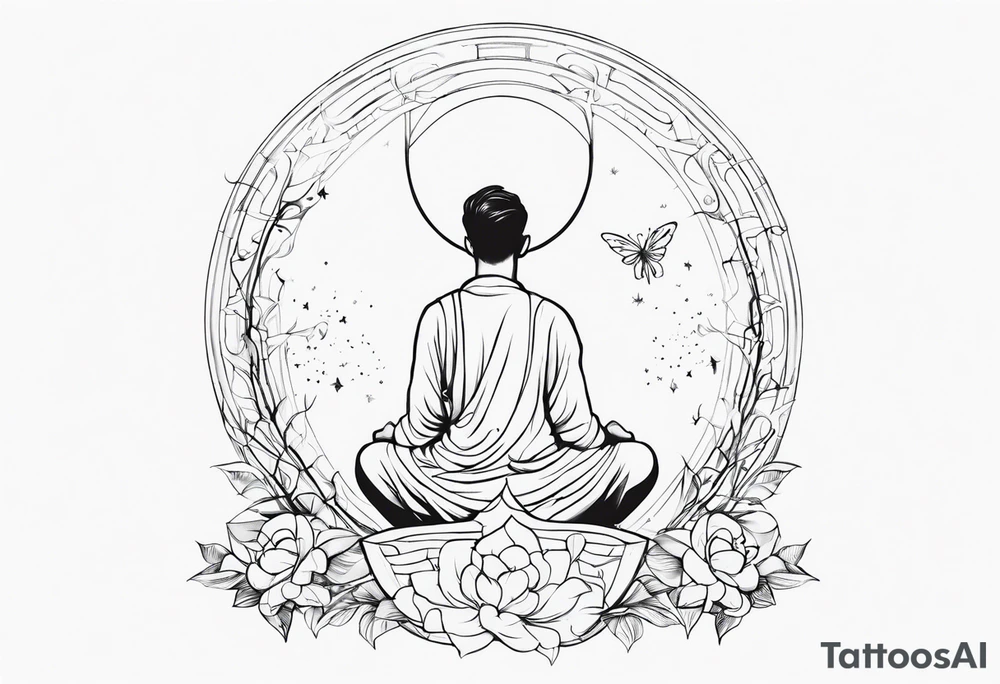 man praying for a fairy to appear tattoo idea