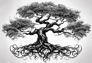 natural elements like a tree with sprawling branches and roots, which can spread across your back tattoo idea
