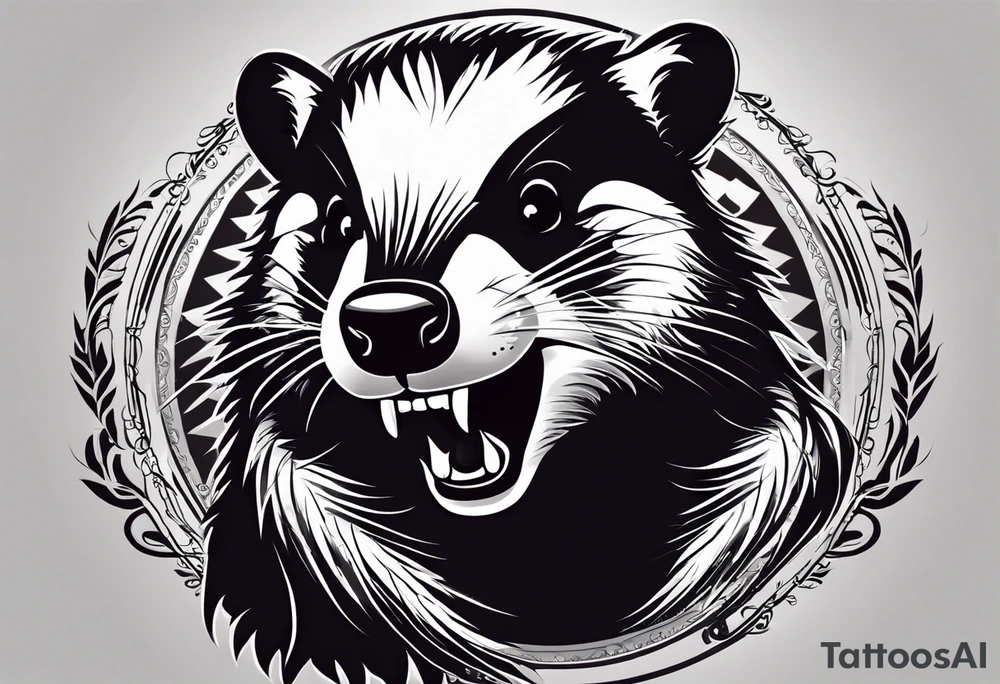 Draw me badger with aggressive full body, killer face with cute smile, very long nails and he attacks like a Turkish gladiator to enemy and also he has very deadly looking. The only weapon is his braveness he fights with his nails. Everybody scares after their first sight but then they like him. tattoo idea