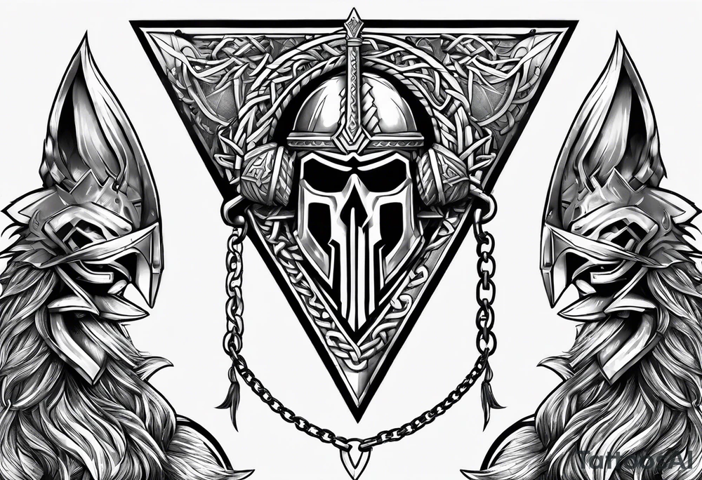 Valhalla sword shield axe Valknut chains tattoo idea Valhalla sword shield axe Valknut chains tattoo idea