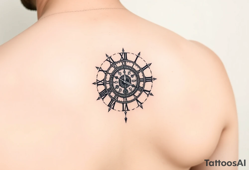vintage roman numerals within ornate clockwork mechanism tattoo idea